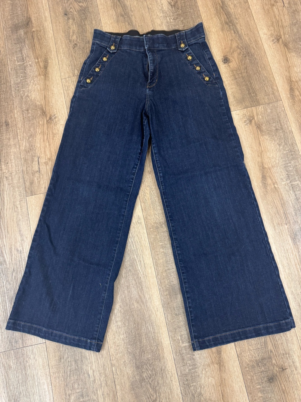 St. John's Bay Dark Blue Straight-Leg Wide Jeans